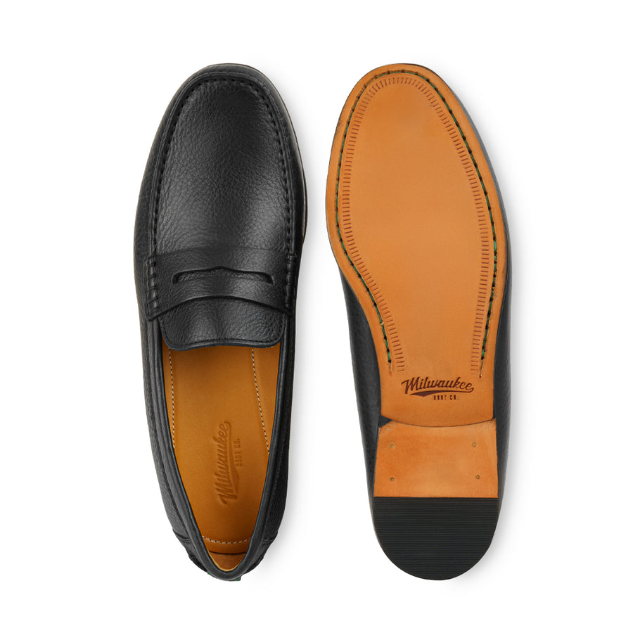 Carolina Drift Loafer in Black — leather sole detail