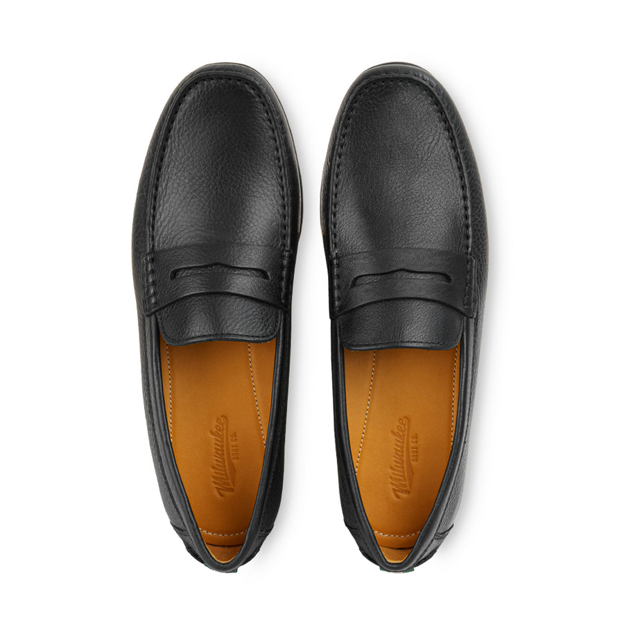 Carolina Drift Loafer in Black — top view with leather insole