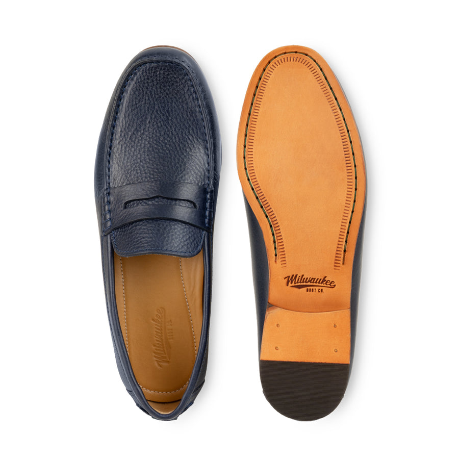 Carolina Drift Loafer in Navy — leather sole detail