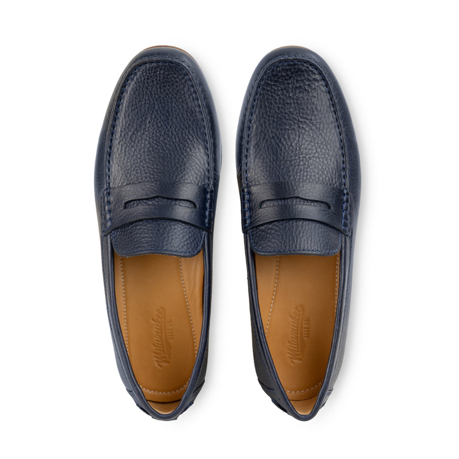 Carolina Drift Loafer in Navy — top view with leather insole